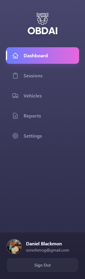 Screenshot: Sidebar navigation