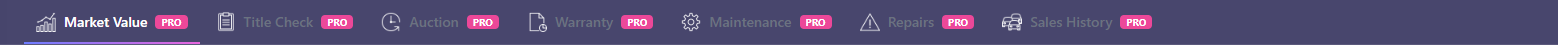 Screenshot: PRO data tabs