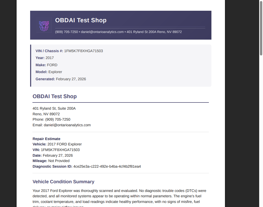 OBDAI PRO — Branded PDF header