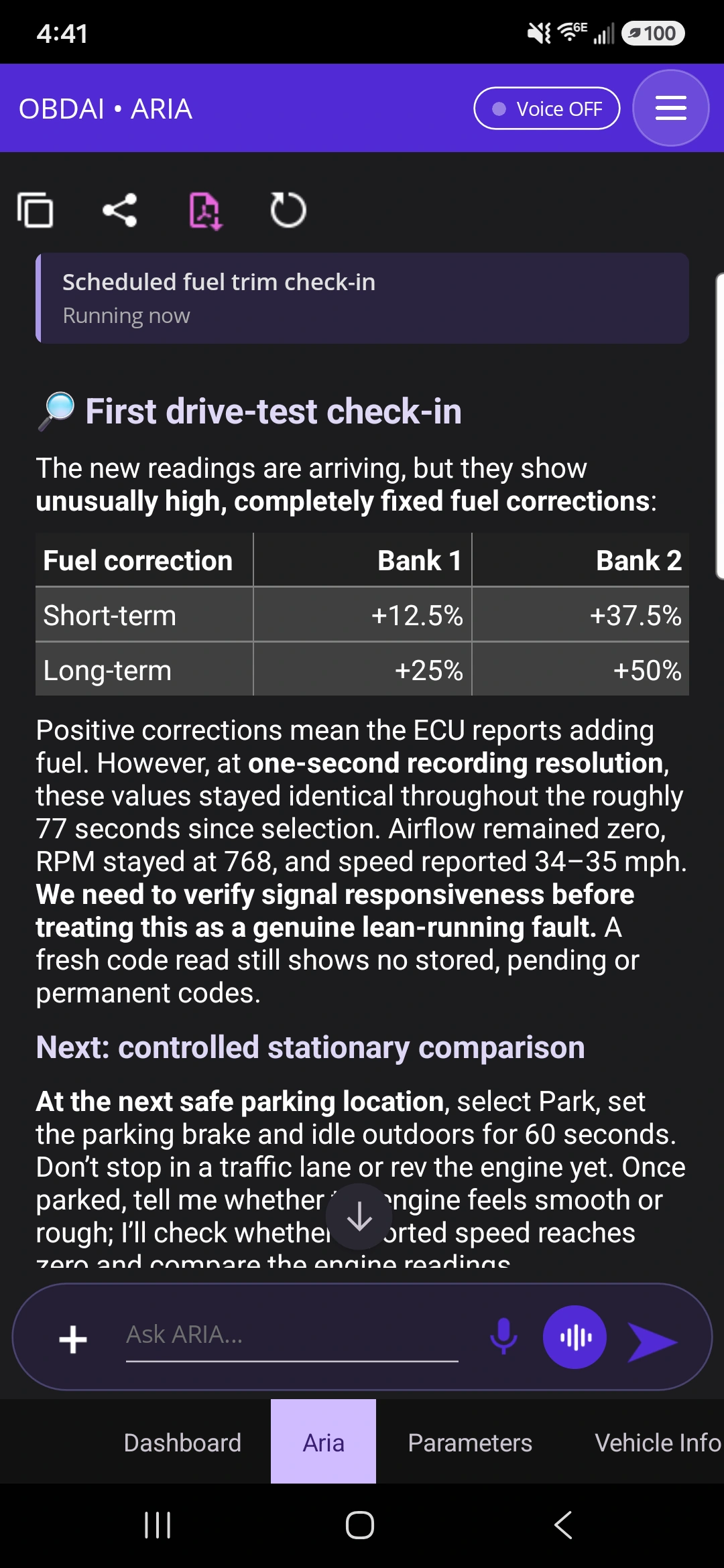 A check-in with substance: OBDAI on Android, demonstration data