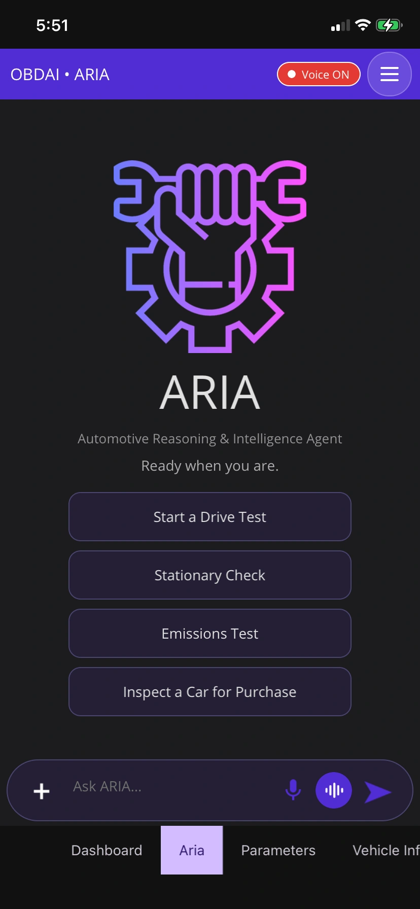 Meet ARIA: OBDAI on iPhone, demonstration data