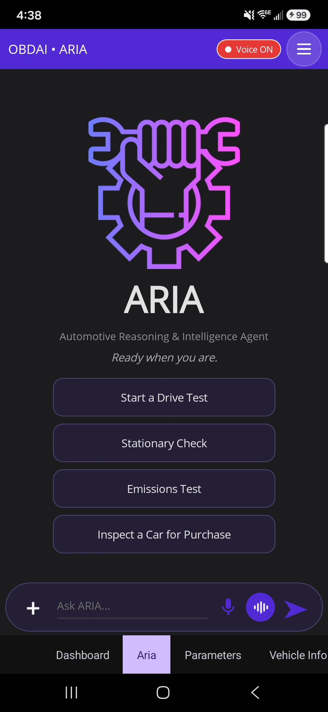 Meet ARIA: OBDAI on Android, demonstration data