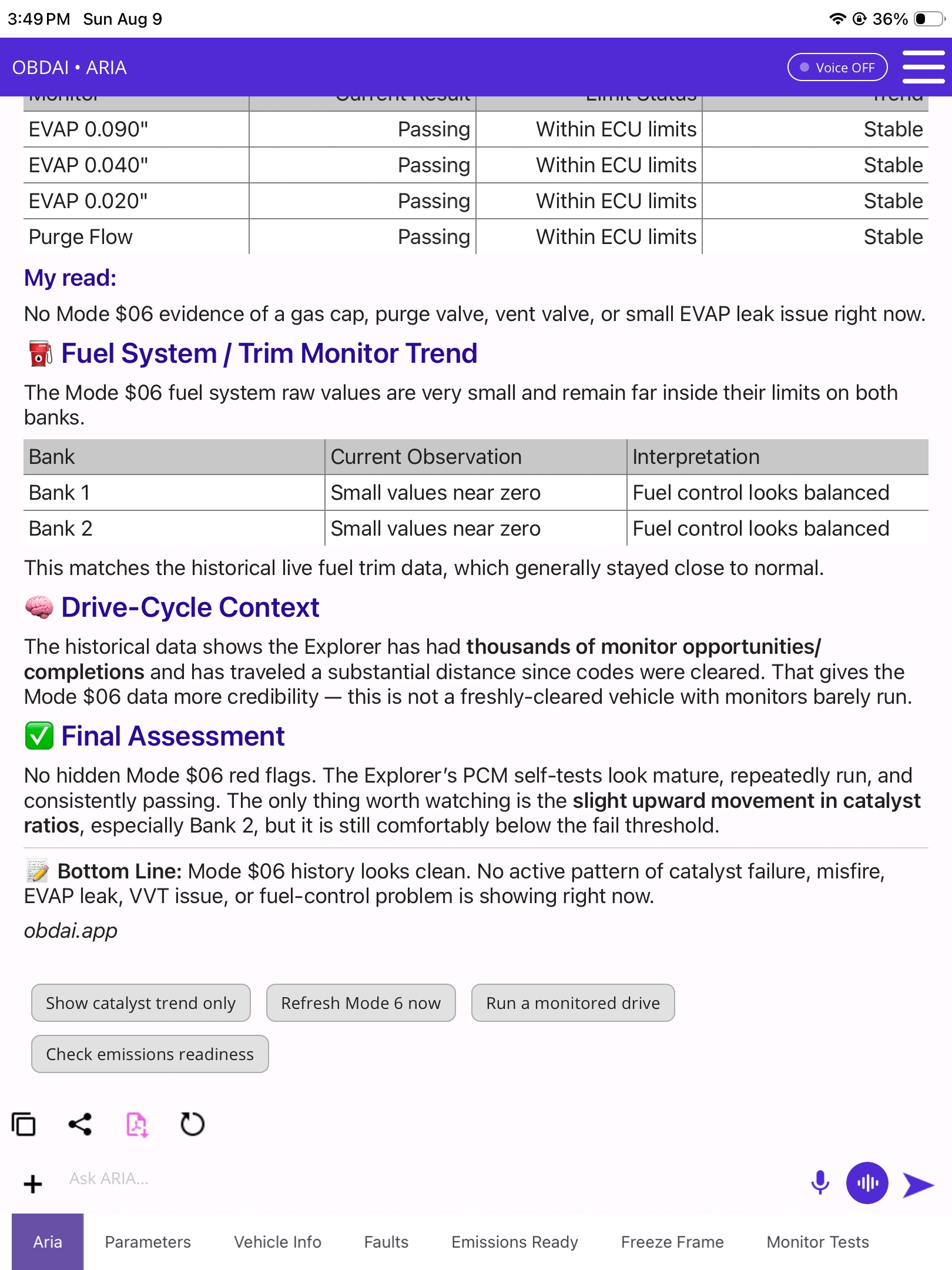 Ask what changed: OBDAI on iPad, demonstration data